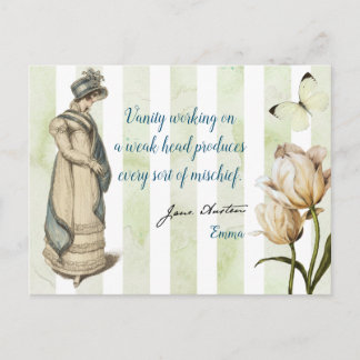 Carte Postale Jane Austen Emma cite vintage bleu rayé joli