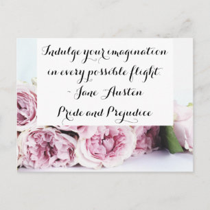 Carte Postale Jane Austen Orgueil & Préjugés Citation Livre Rose