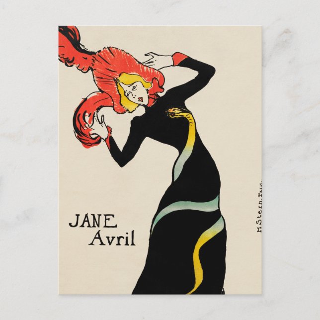 Carte Postale Jane Avril de la danseuse Art nouveau par Toulouse (Devant)