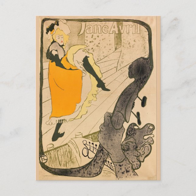 Carte Postale Jane Avril Henri de Toulouse-Lautrec (Devant)