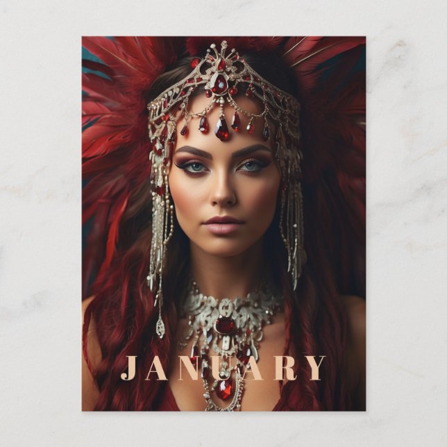 Carte Postale *~* JANVIER Headdress Boho GARNET AP53 (Devant)