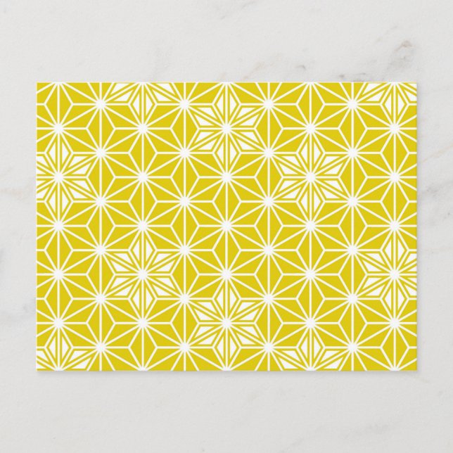 Carte Postale Japanese Asanoha or Star Pattern, mustard gold (Devant)