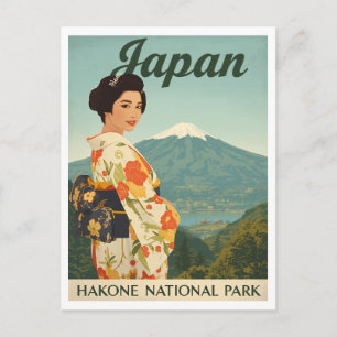 Carte Postale Japon Hakone Fuji Kimono Rétro
