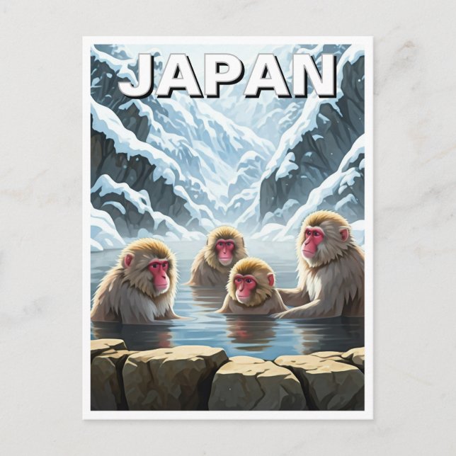 Carte Postale Japon Jigokudani Singes du parc des singes (Devant)