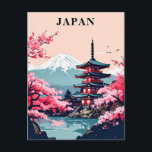 Carte Postale Japon Mont Fuji, Pagode et Fleur de cerisiers<br><div class="desc">Illustration de carte postale de voyage japonaise montrant le Mont Fuji,  une pagode japonaise traditionnelle,  et des fleurs vibrantes de cerisiers au printemps. Un souvenir japonais parfait ou une carte postale d'art de collection pour les voyageurs et les amateurs d'art.</div>
