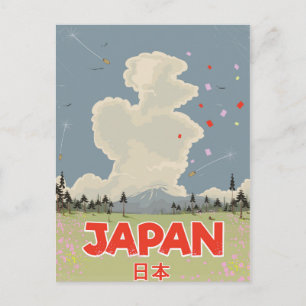 Carte Postale Japon Mont Fuji style vintage cartoon