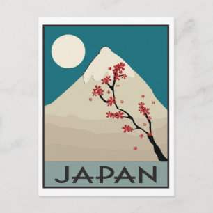 Carte Postale Japon Montagne graphique et érable