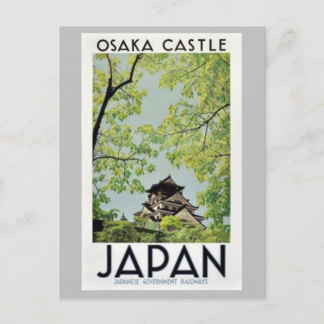 Carte Postale JAPON Osaka Château vintage voyage (Devant)