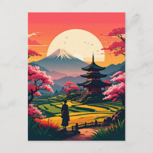 Carte Postale Japon Pagoda Cherry Blossoms Voyage Souvenir