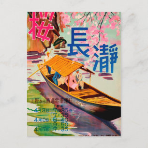 Carte Postale Japon, touristes sur un bateau traditionnel japona