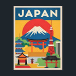 Carte Postale Japon Vintage voyage Mont Fuji Sunset Retro<br><div class="desc">Embarquez pour un voyage nostalgique à travers le riche patrimoine du Japon avec ce design rétro sur le thème du voyage avec le Mont Fuji. Insufflé de vibrations nostalgiques et de charme vintage, cet article capture l'essence de l'allure intemporelle du Japon dans une esthétique rétro qui rappelle les affiches de...</div>