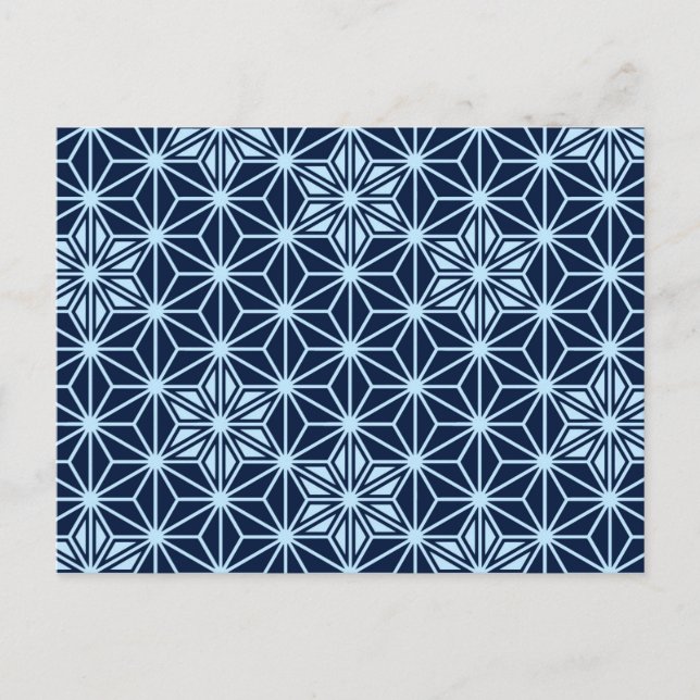 Carte Postale Japonais Asanoha motif - Indigo Blue (Devant)