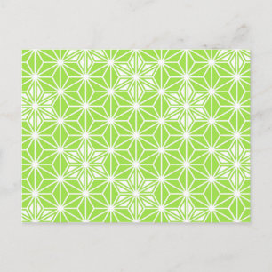 Carte Postale Japonais Asanoha motif - vert citron clair