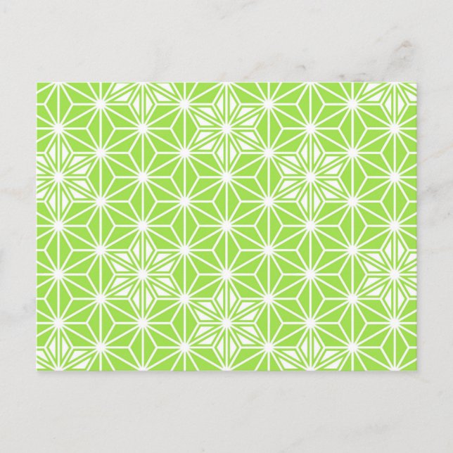 Carte Postale Japonais Asanoha motif - vert citron clair (Devant)