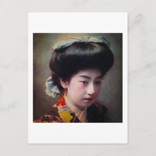 Carte Postale Japonais de couleur main vintage Geisha Vieux Japo