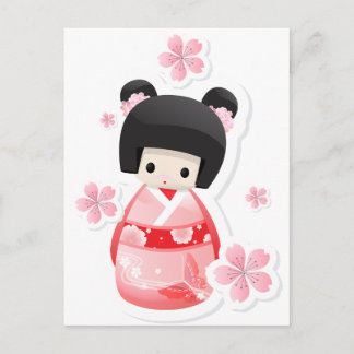 Carte Postale Japonais Geisha Doll - série buns