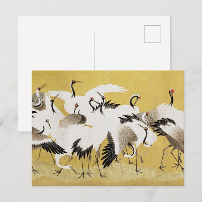 Carte Postale Japonais Grues Vintage Bird Classic (Devant / Derrière)