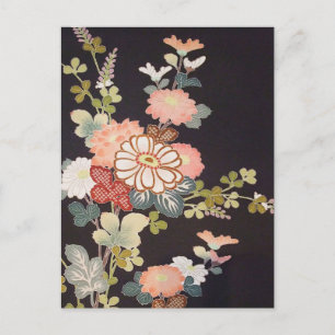 Carte Postale Japonais KIMONO Textile, Floret Motif