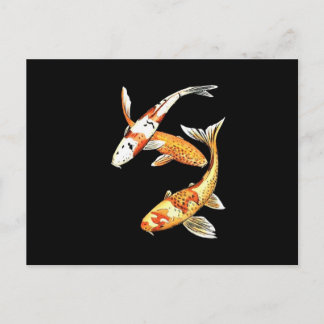 Carte Postale Japonais Koi Goldfish en noir