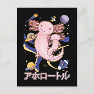 Carte Postale Japonais mignon Axolotl Famille Galaxy Anime