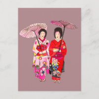 Japonais mignon Geisha avec kimono rose