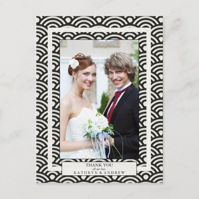 Carte Postale Japonais Seigaiha Mariage Merci / Photo personnali (Devant)