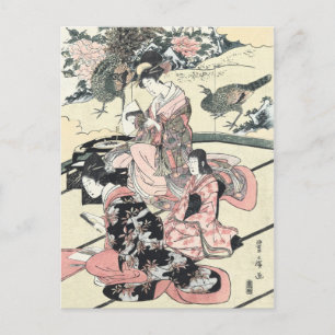 Carte Postale Japonais Ukiyo-e Daimyo no okuzashiki par Toyohiro