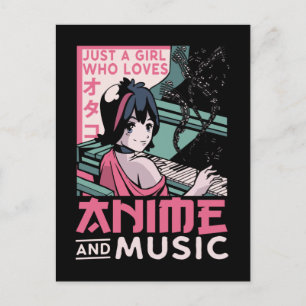 Carte Postale Japonaise Anime Music Girl Otaku Piano Musicien