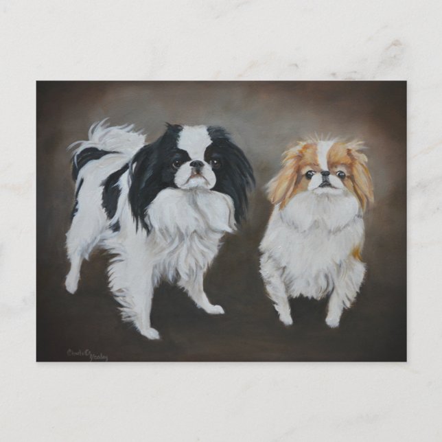 Carte postale japonaise Chins Dog Art (Devant)