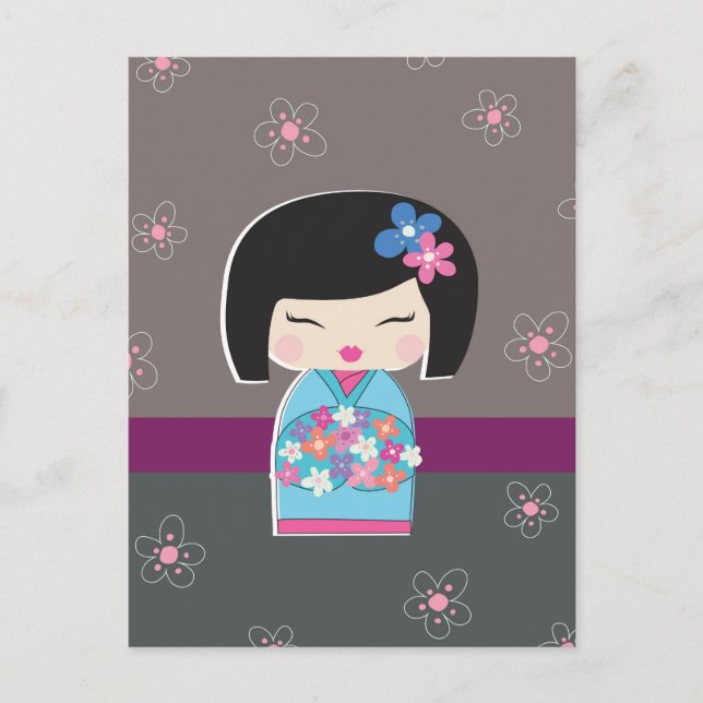 Carte postale japonaise Kokeshi Doll (Devant)