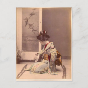 Carte Postale Japonaise Lady Geisha Art Vintage asiatique