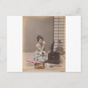 Carte Postale Japonaise Lady Geisha Art Vintage asiatique