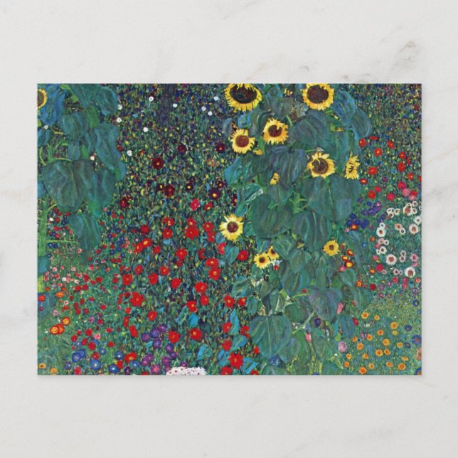 Carte Postale Jardin agricole avec tournesol par Klimt, Fleurs V (Devant)
