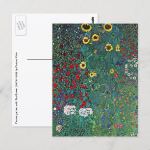 Carte Postale Jardin agricole avec tournesol par Klimt, Fleurs V