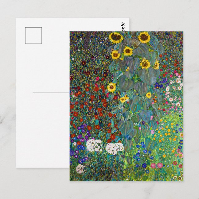 Carte Postale Jardin agricole avec tournesols | Gustav Klimt | (Devant / Derrière)