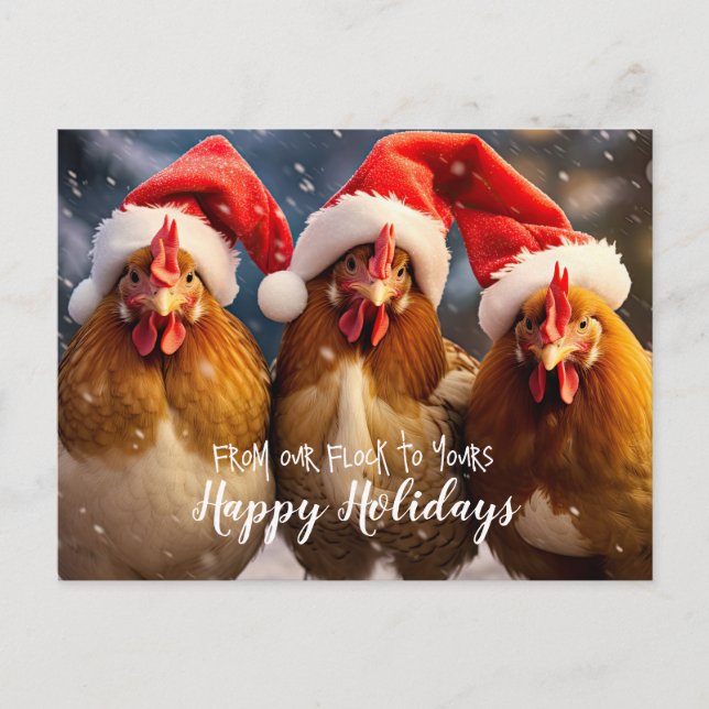 Carte Postale Jardin amusant poulets Noël Joyeux jours fériés (Devant)