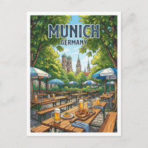 Carte Postale Jardin Anglais Brasserie Munich Allemagne