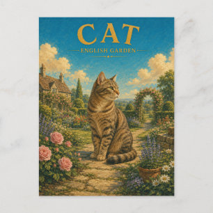 Carte Postale Jardin Anglais Chat Aquarelle GeoSaga