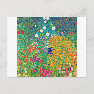 Carte Postale Jardin aux fleurs, Gustav Klimt
