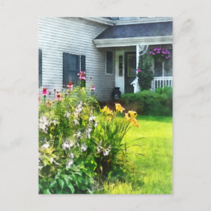 Carte Postale Jardin avec Confleurs et Lys