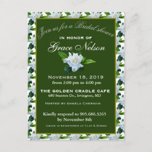Carte Postale Jardin blanc de gardénias pour la fête de mariage