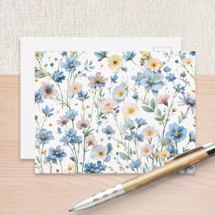 Carte Postale Jardin botanique de fleurs sauvages bleu de Spring