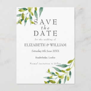 Carte Postale Jardin de campagne verdure Enregistrer la date