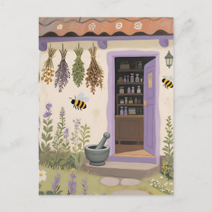 Carte Postale Jardin de cottage aux herbes fantaisiste