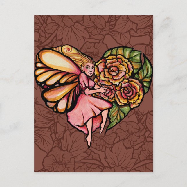 Carte Postale Jardin de fées fleurs de cœur de fée          (Devant)