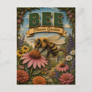 Carte Postale Jardin de fleurs d'abeilles POPCUT
