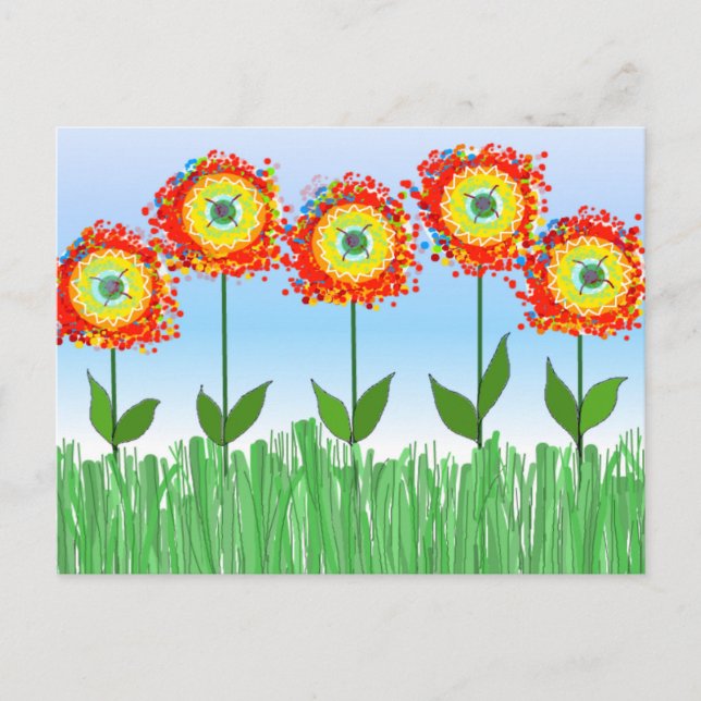 Carte Postale Jardin de fleurs fantaisiste (Devant)