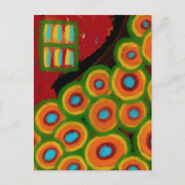 Carte Postale Jardin de fleurs, peinture numérique abstraite (Devant)