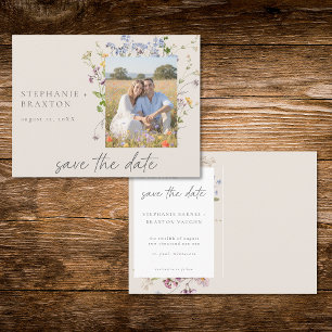 Carte Postale Jardin de fleurs sauvages crème Élégant Photo Enre