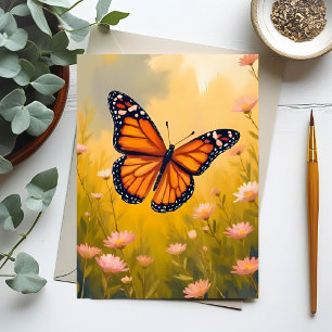Carte Postale Jardin de papillon monarque aquarelle floral